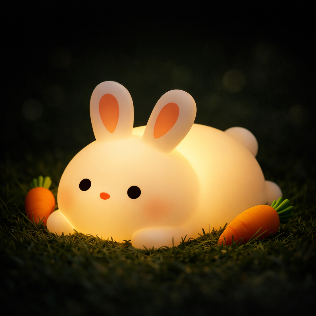 Cute Bunny LED Night Light for Kids — Soft Silicone Rabbit Lamp | vybify.pk