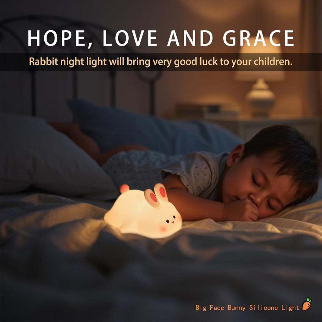 Cute Bunny LED Night Light for Kids — Soft Silicone Rabbit Lamp | vybify.pk