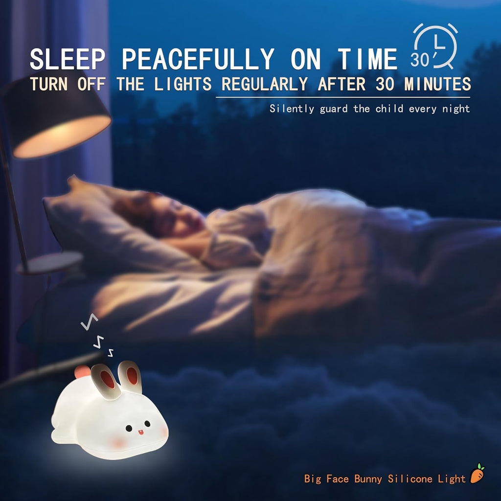 Cute Bunny LED Night Light for Kids — Soft Silicone Rabbit Lamp | vybify.pk