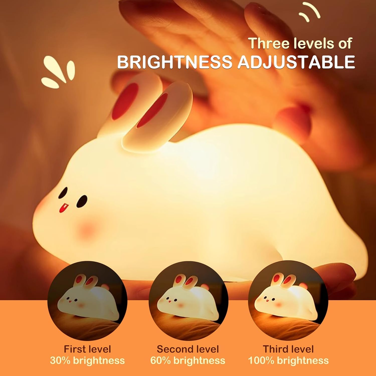 Cute Bunny LED Night Light for Kids — Soft Silicone Rabbit Lamp | vybify.pk