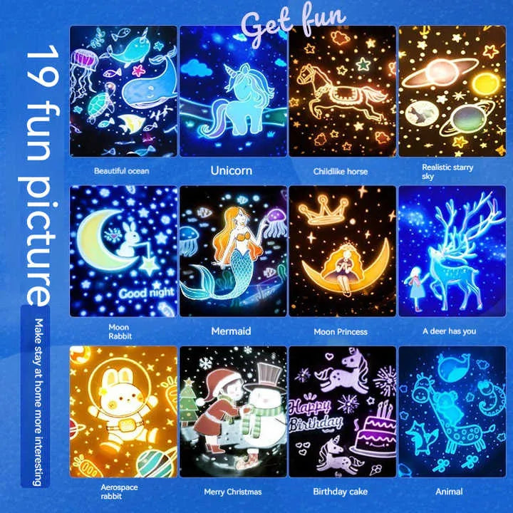360° Rotating Bunny Projector Night Light – LED Carousel Lamp with 6 Films | USB Rechargeable | Kids Bedroom Star Projector | Best Birthday Gift for Girls & Boys