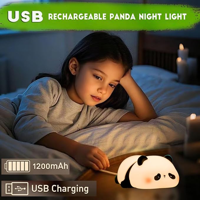 Panda Night Light for Kids | Tap Control Silicone LED Lamp | USB Rechargeable | 7 Color Modes | Best Gift in Pakistan